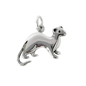Sterling Silver Ferret Charm – 19x14mm Sleek Animal Lover Pendant
